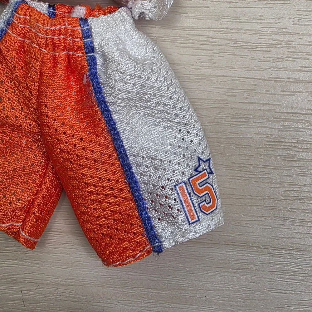 MGA Bratz Boyz Doll Basketball Outfit Orange White Mesh Jersey Shorts 15